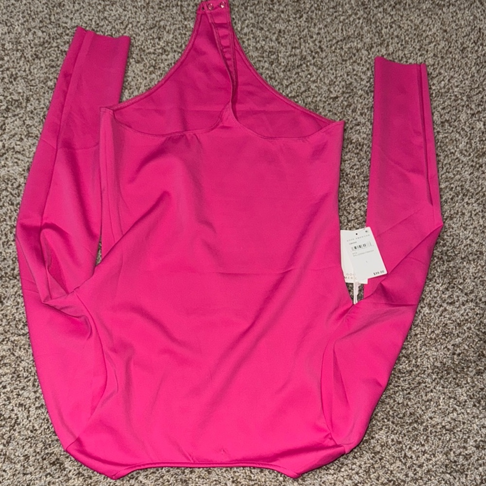Good American Pink Long Sleeve Scoop neck Fitted Bodysuit - Picture 3 of 3
